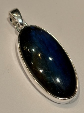 Flott stor Labradoritt i 925 sølv, str. 35x18mm