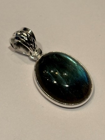 Flott Labradoritt i 925 sølv, str. 16x12mm