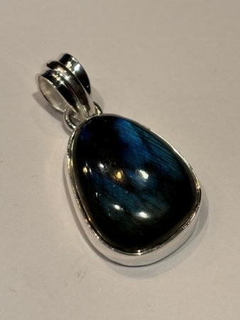 Flott Labradoritt i 925 sølv, str. 21x16mm