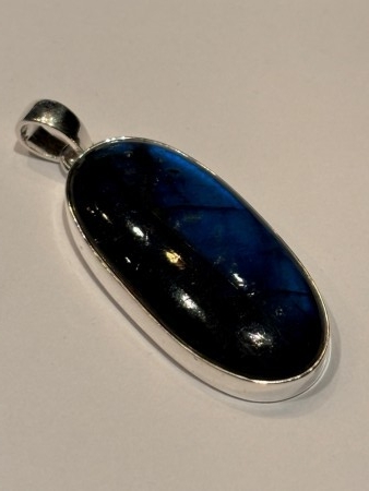 Stor flott Labradoritt i 925 sølv, str. 40x20mm